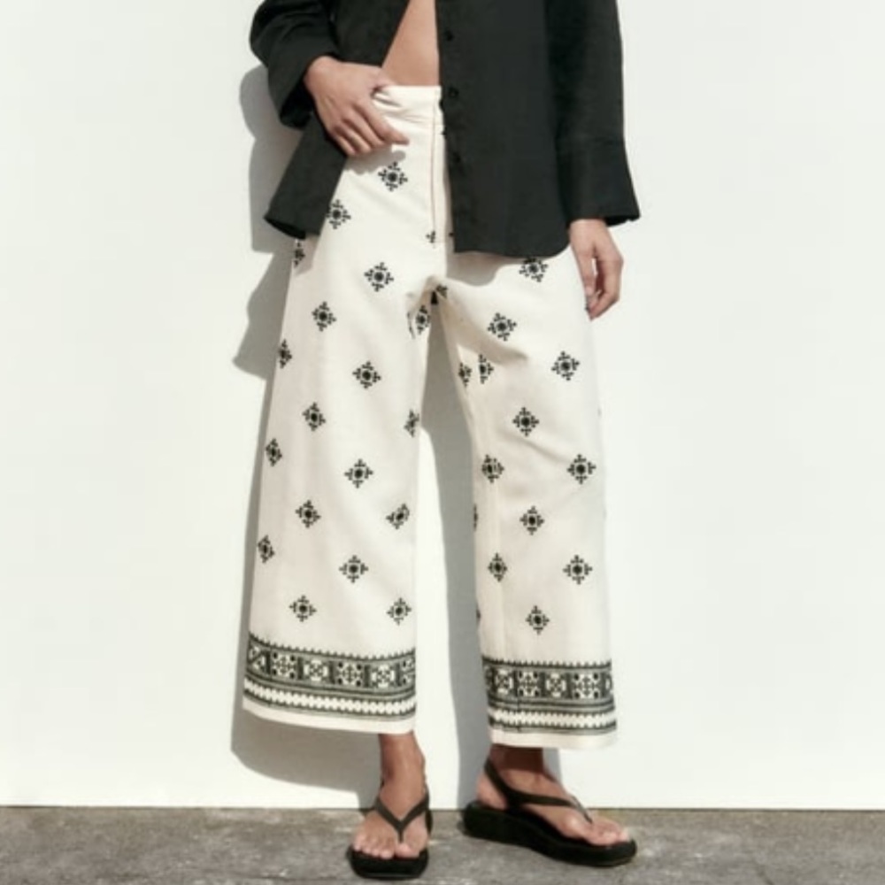 Zara linen blended printed pants